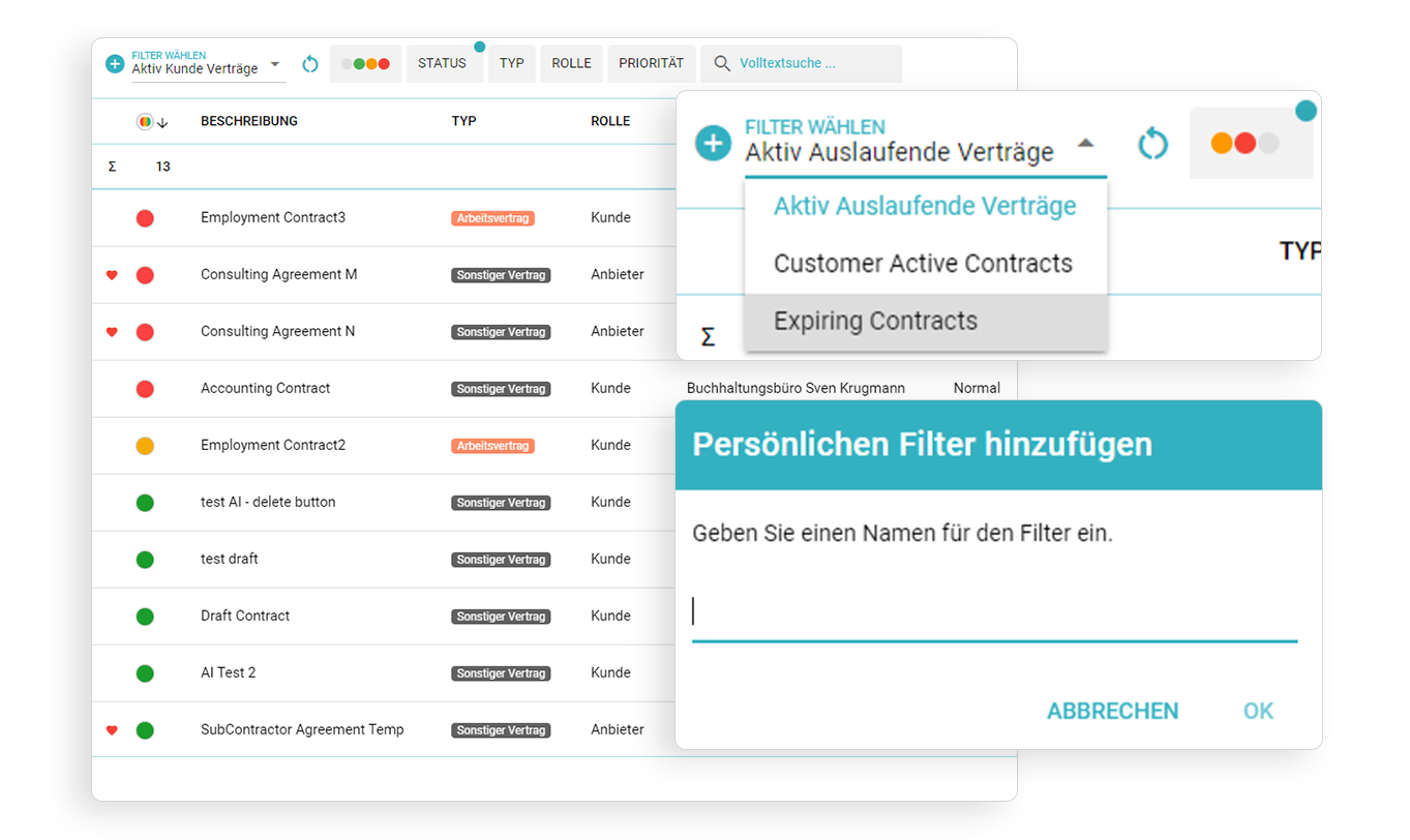 Anpassbare Filter